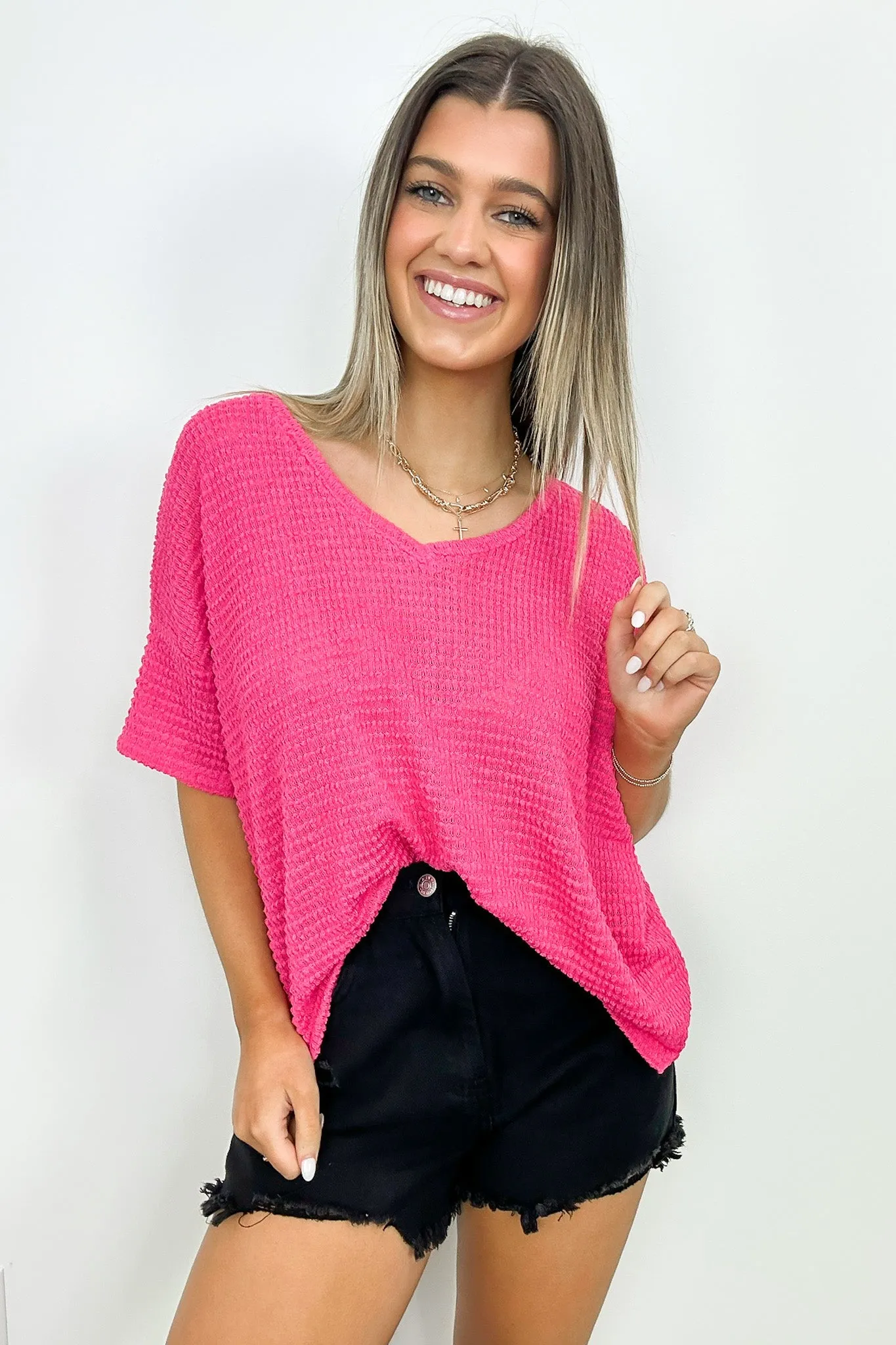 Julietta V Neck Cropped Short Sleeve Top Back In Stock