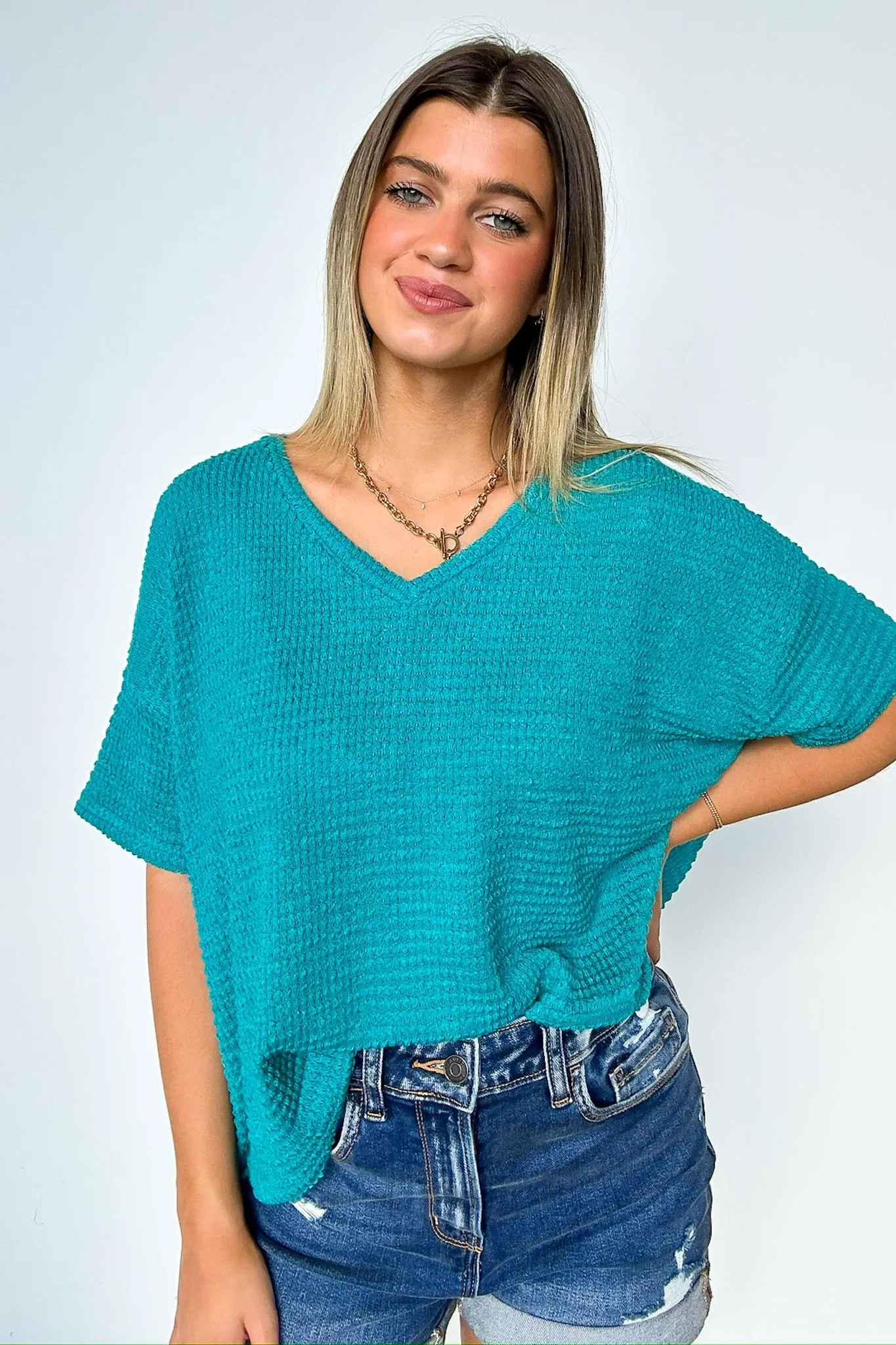 Julietta V Neck Cropped Short Sleeve Top Back In Stock