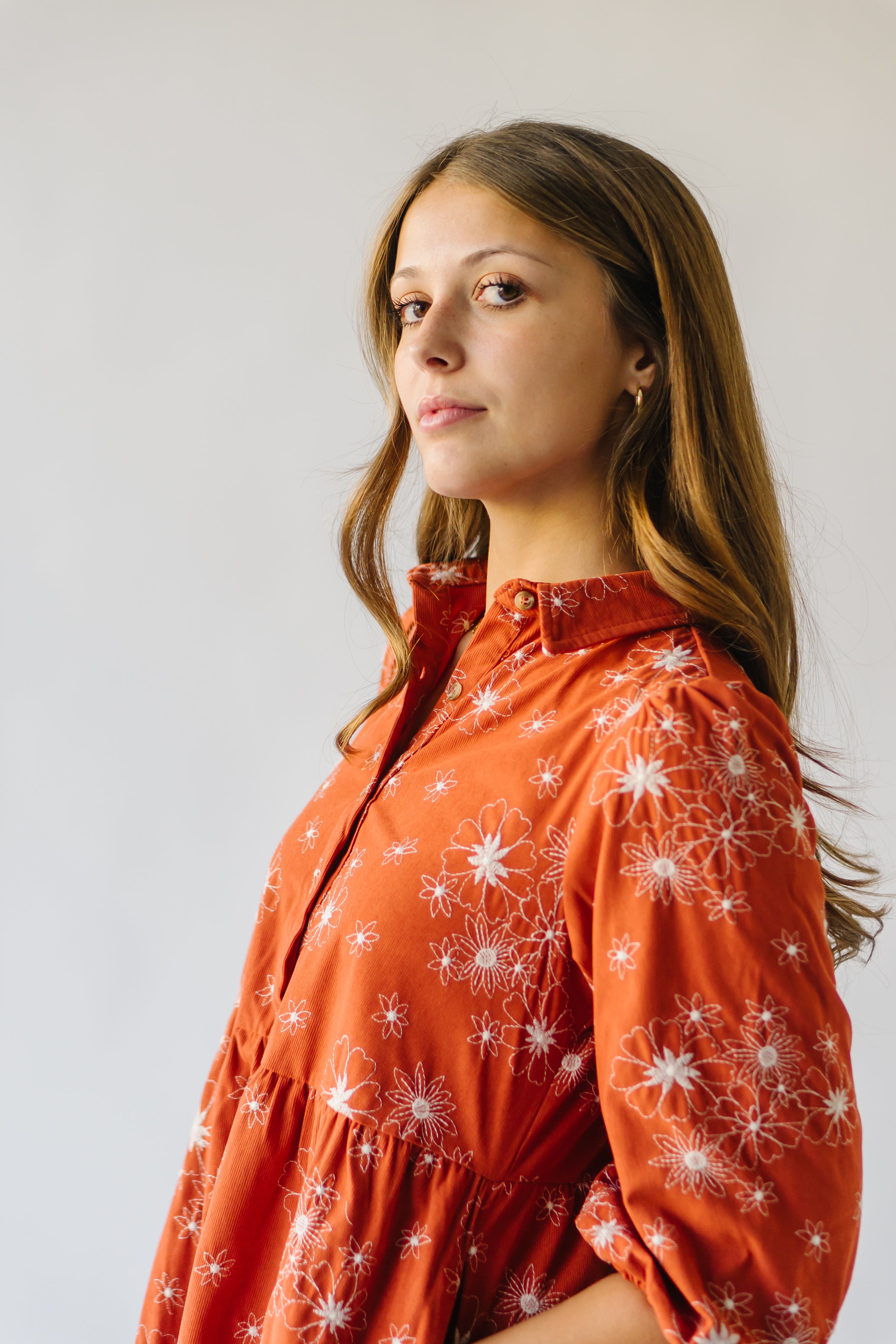 Kailen Button-Down Rust Dress - Shop Now