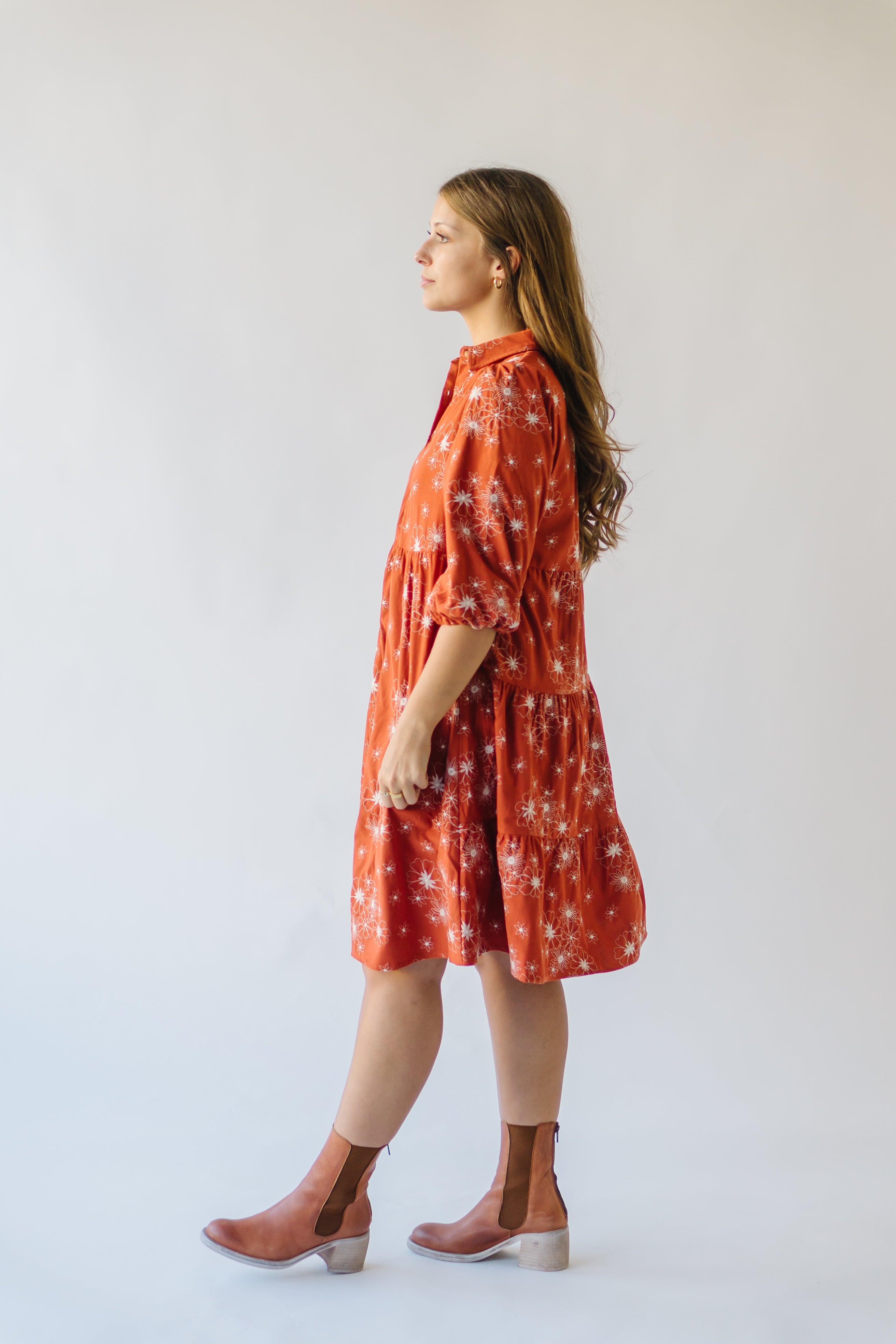 Kailen Button-Down Rust Dress - Shop Now