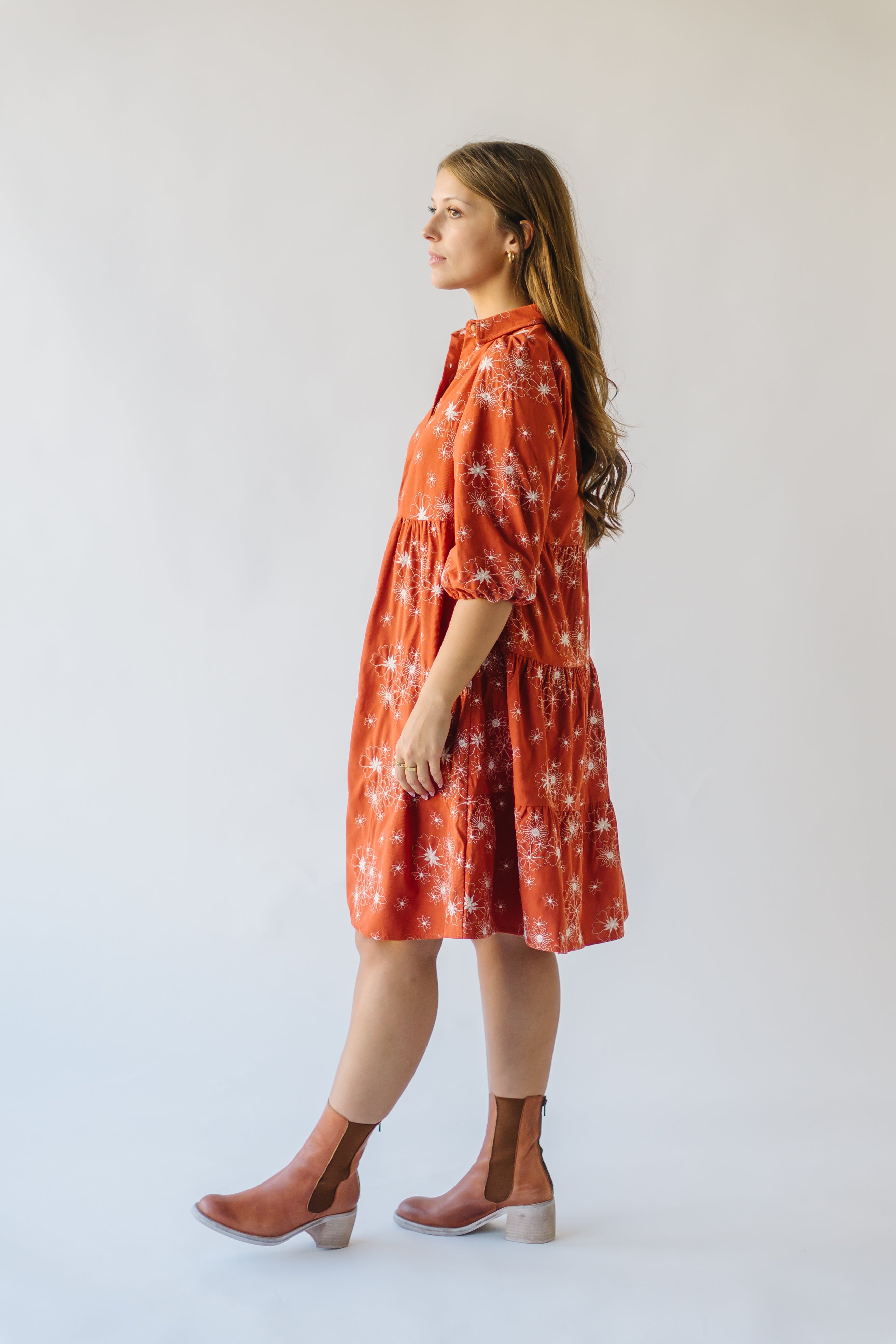 Kailen Button-Down Rust Dress - Shop Now