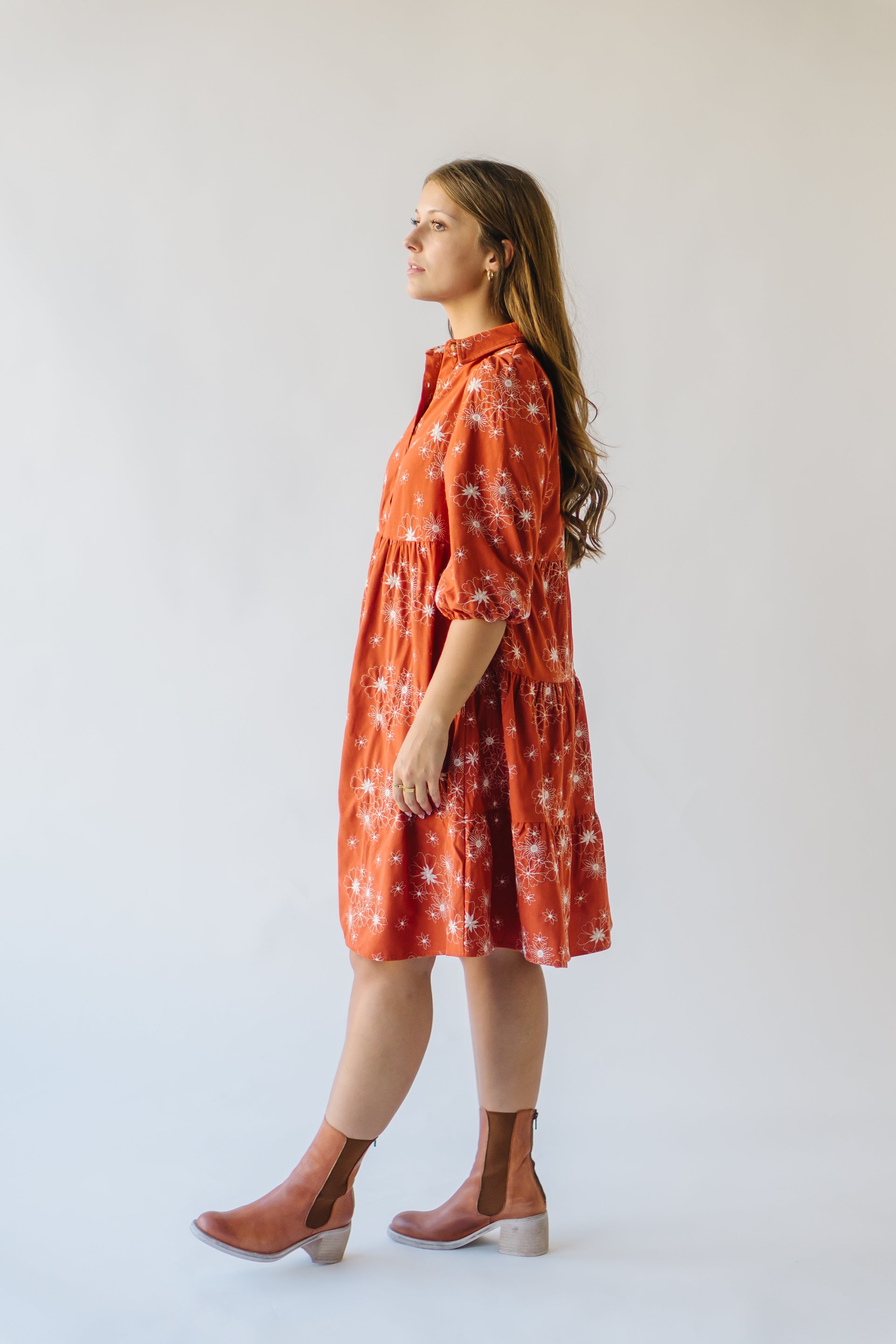 Kailen Button-Down Rust Dress - Shop Now