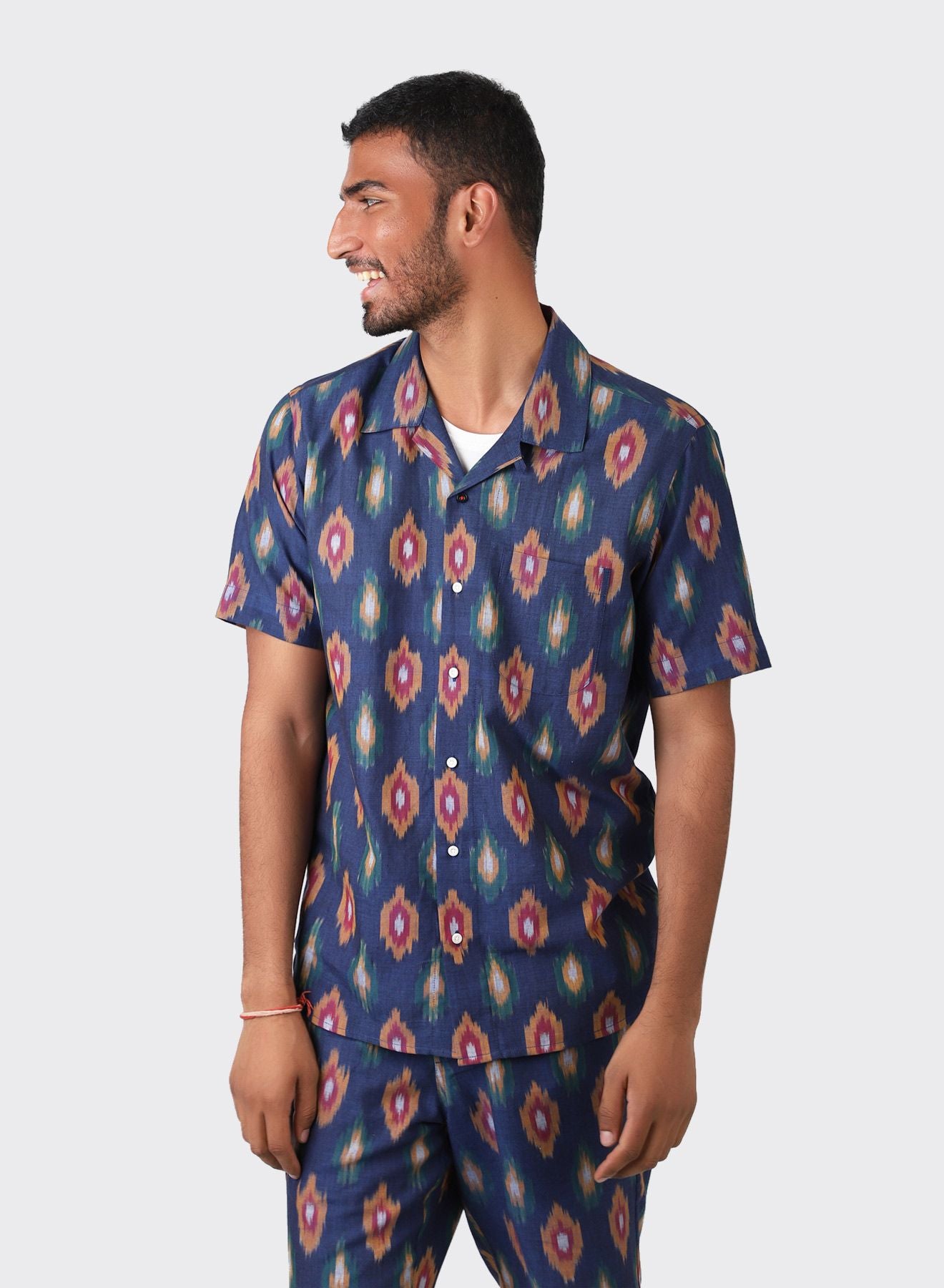 Kardo Design Lamar Ikat Camp Collar Short Sleeve Shirt - Regular Fit