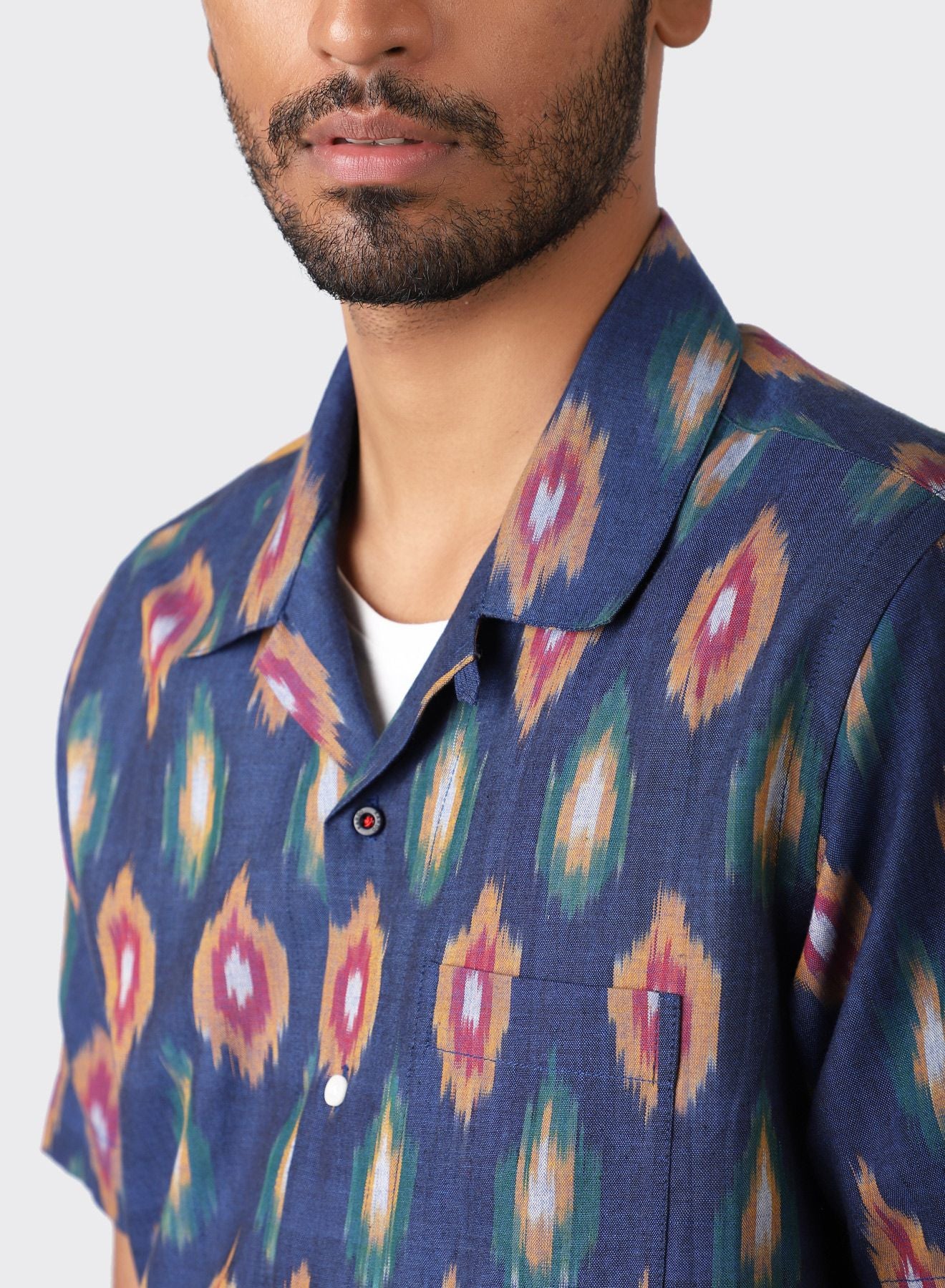 Kardo Design Lamar Ikat Camp Collar Short Sleeve Shirt - Regular Fit