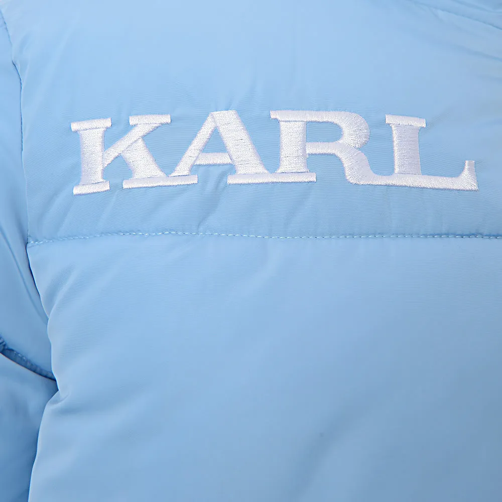 Karl Kani Retro Check Baby Blue Reversible Puffer Jacket for Women