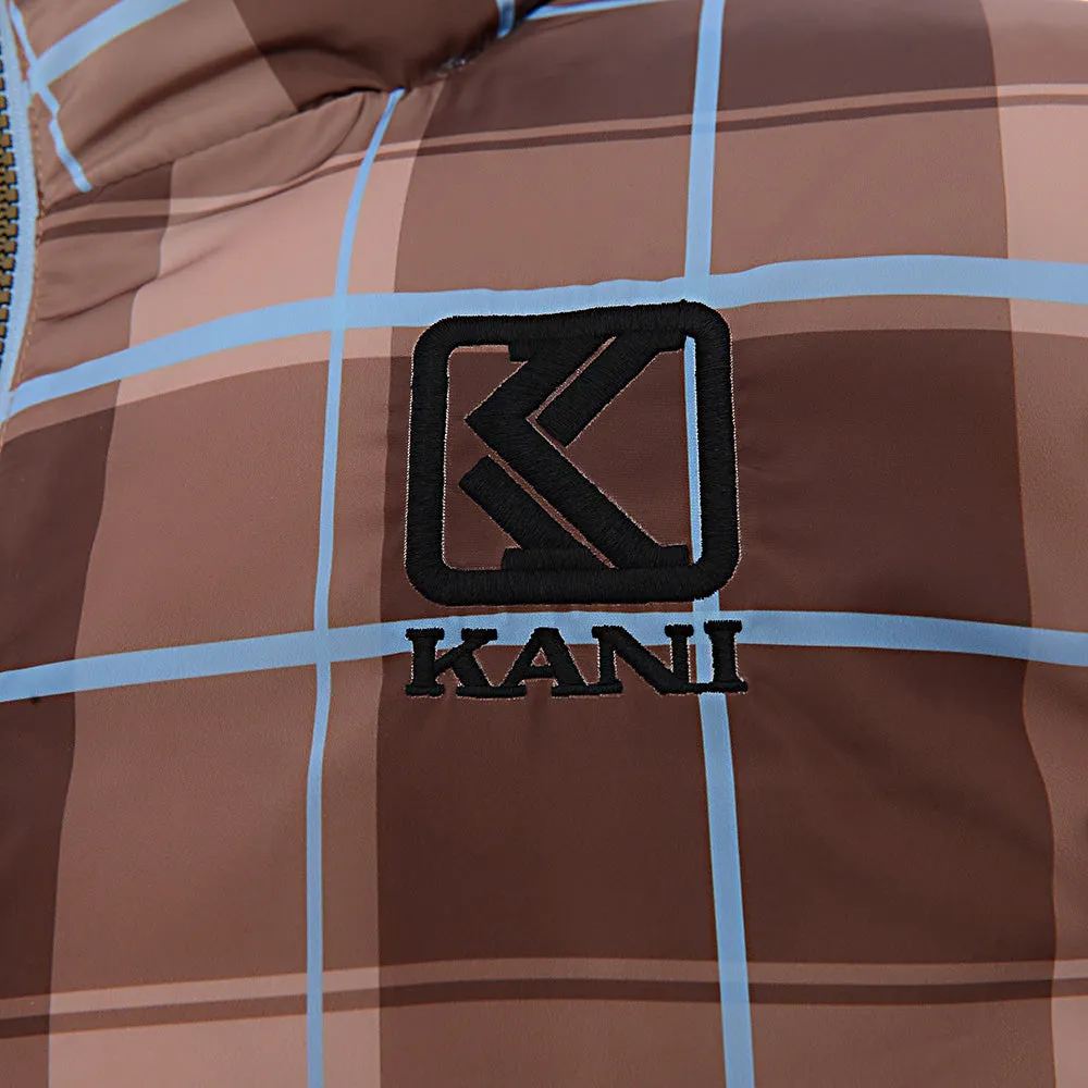 Karl Kani Retro Check Baby Blue Reversible Puffer Jacket for Women