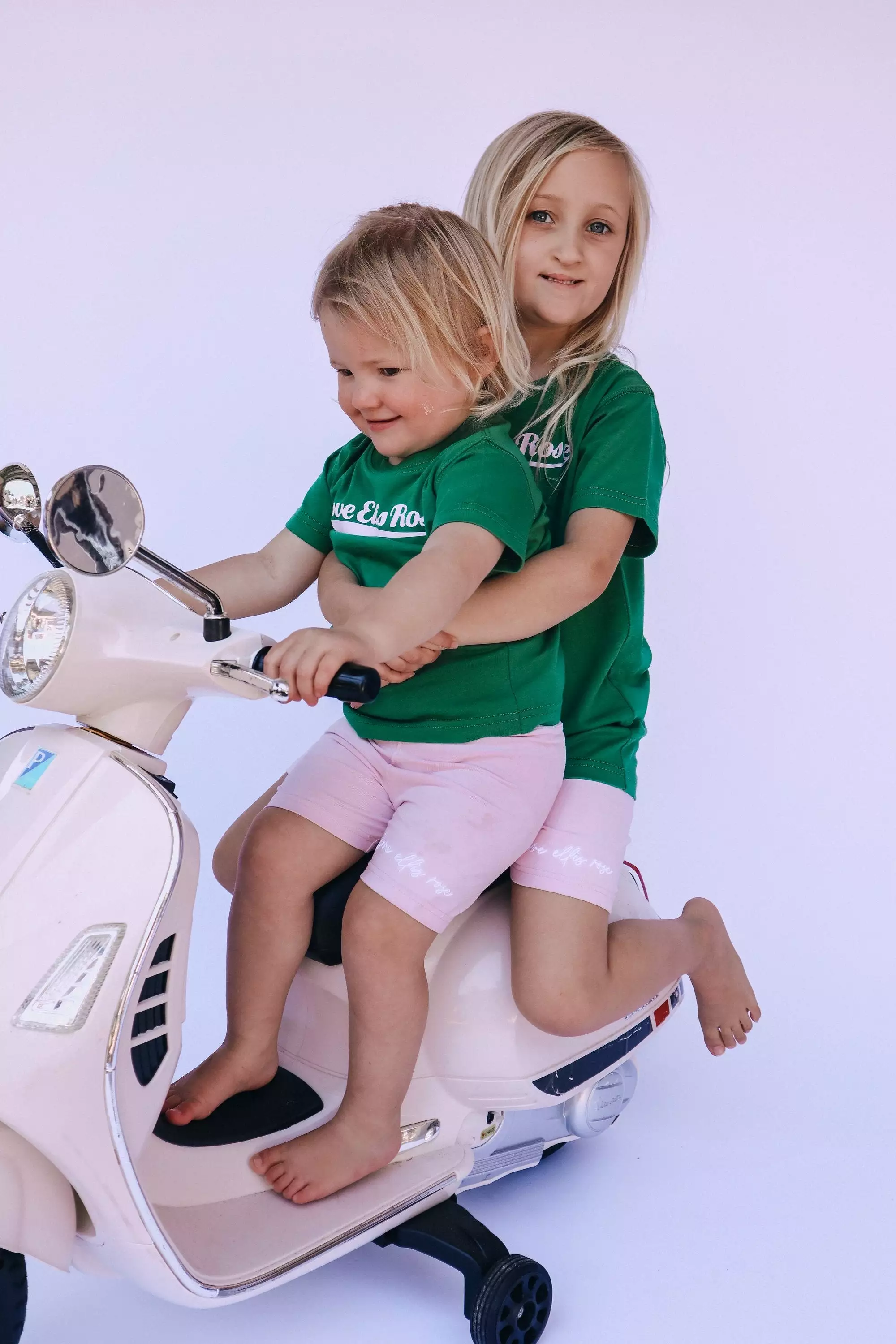 Kids Tee - Green & Pink with Ellis Rose Graphic