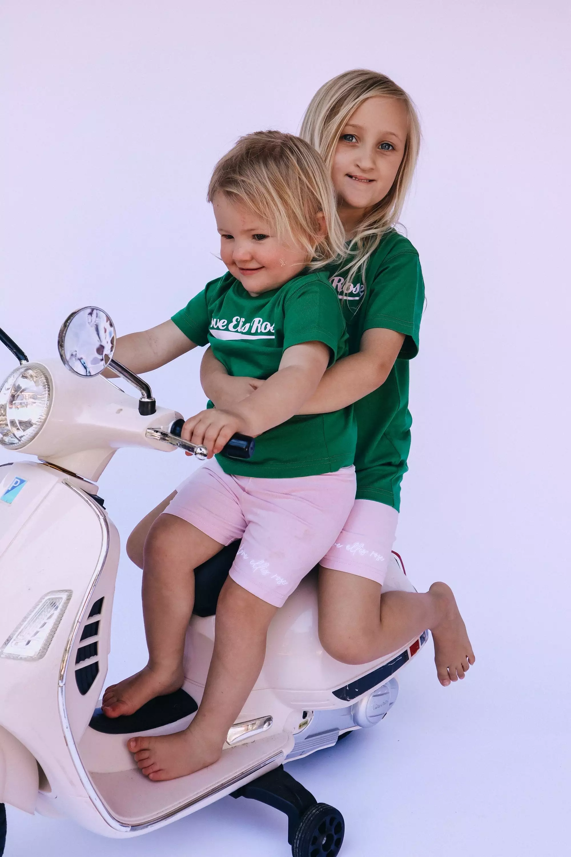 Kids Tee - Green & Pink with Ellis Rose Graphic