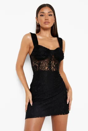 Lace Corset Mini Dress with Detail