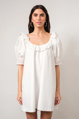 Lace Shift Dress with Trim