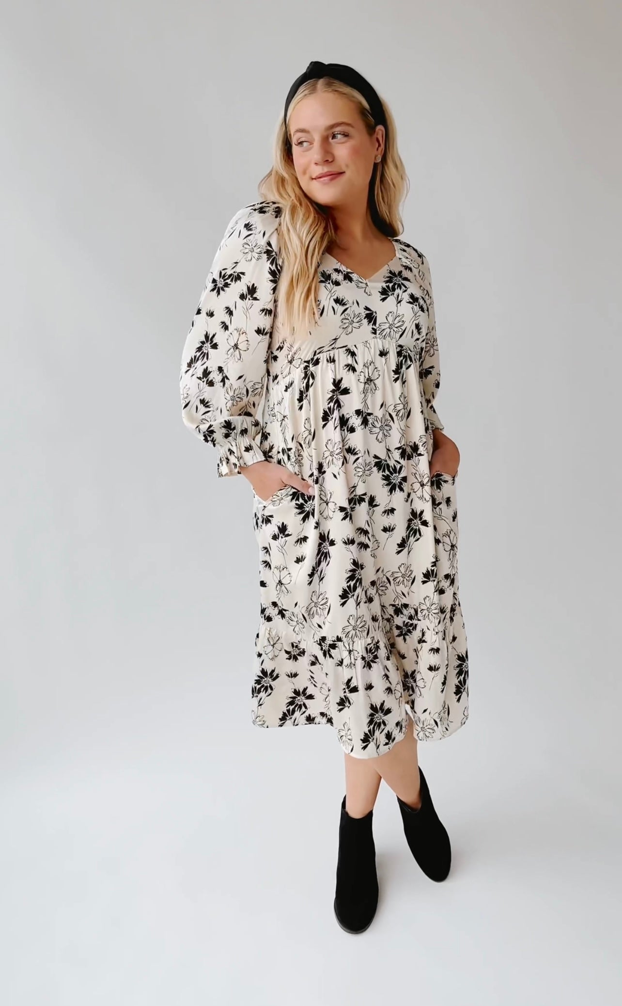 Lawler Floral Detail Dress Ivory