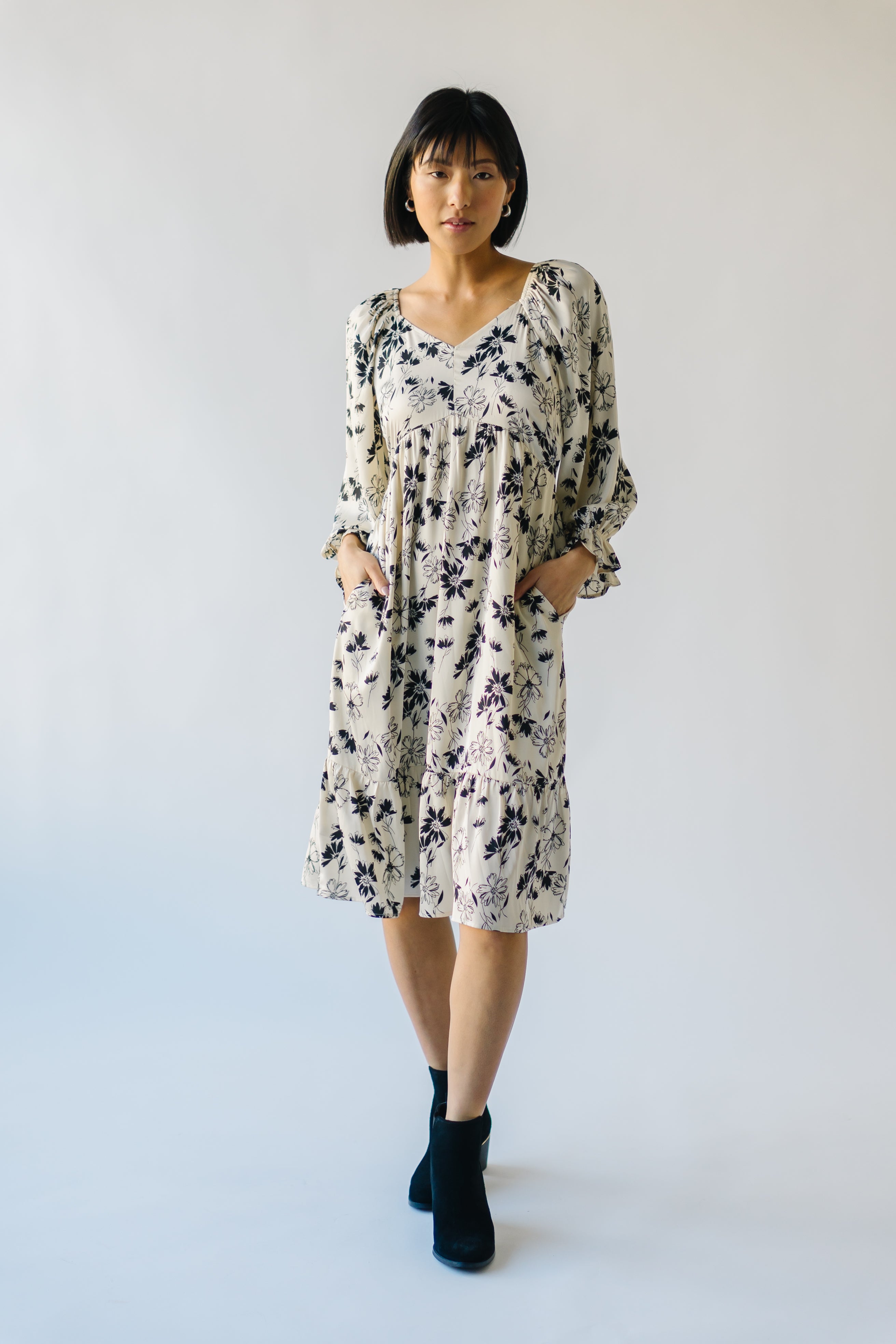 Lawler Floral Detail Dress Ivory