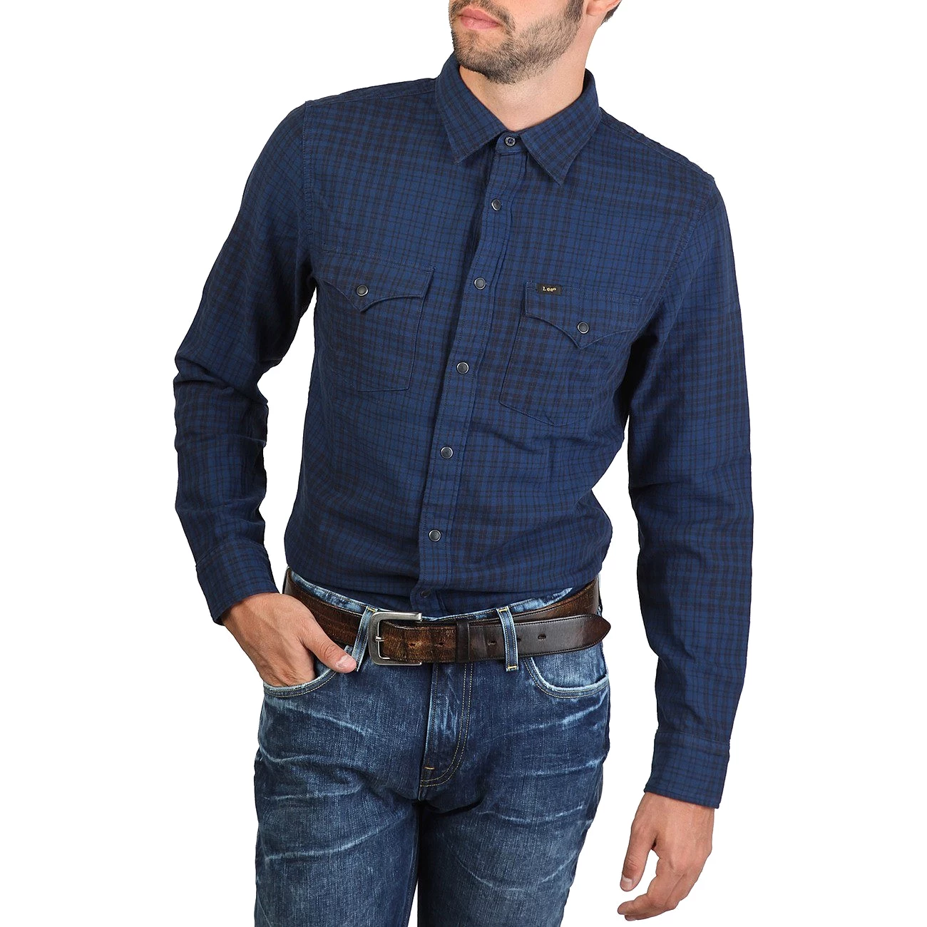 Lee Men's Western Shirt in Blue