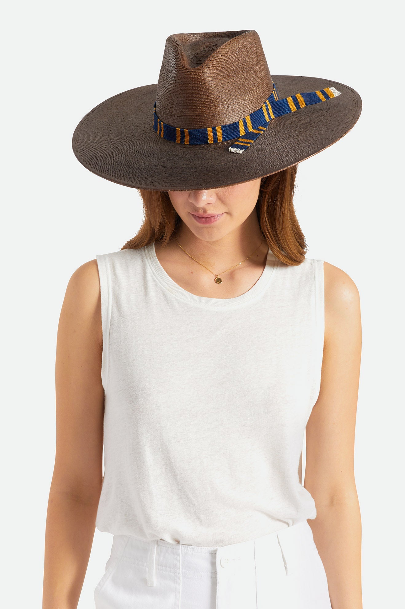 Leigh Straw Fedora - Brown: Brown Straw Fedora Hat