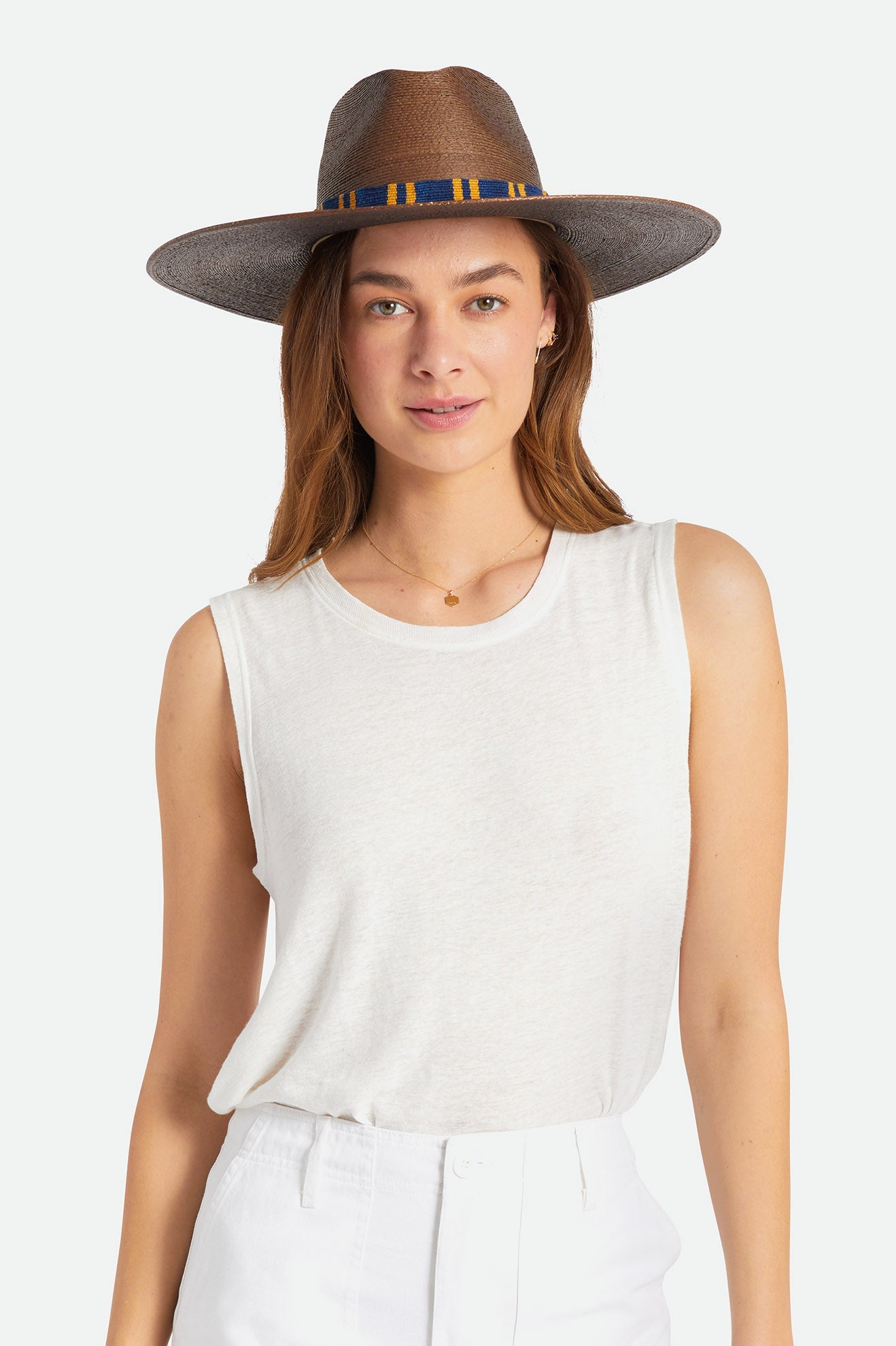 Leigh Straw Fedora - Brown: Brown Straw Fedora Hat