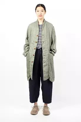 Linen Trench Coat - Sage Green