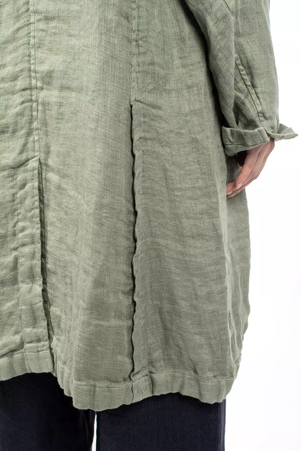 Linen Trench Coat - Sage Green