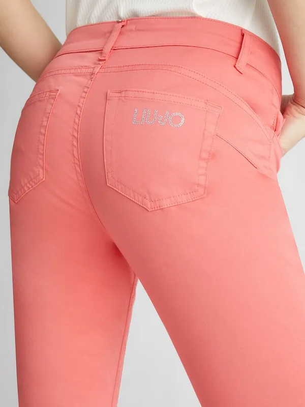 LiuJo Cropped Bottom Up Pants MA4272 T4810 New Rose Salmon