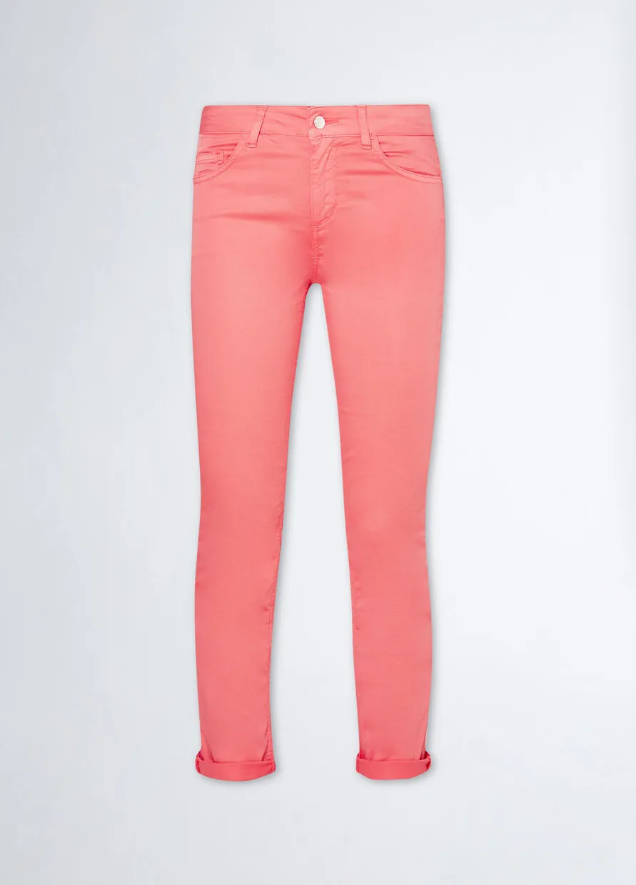 LiuJo Cropped Bottom Up Pants MA4272 T4810 New Rose Salmon