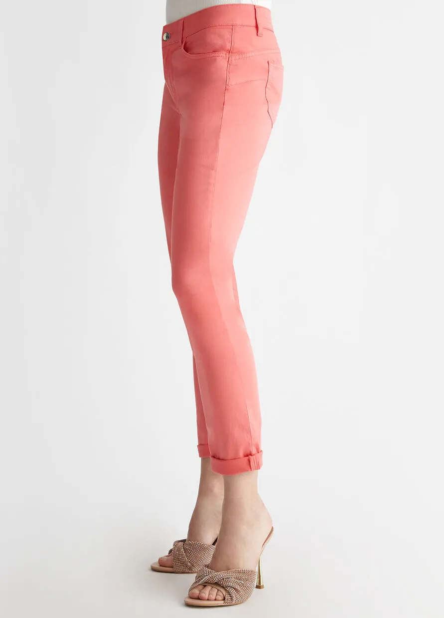 LiuJo Cropped Bottom Up Pants MA4272 T4810 New Rose Salmon