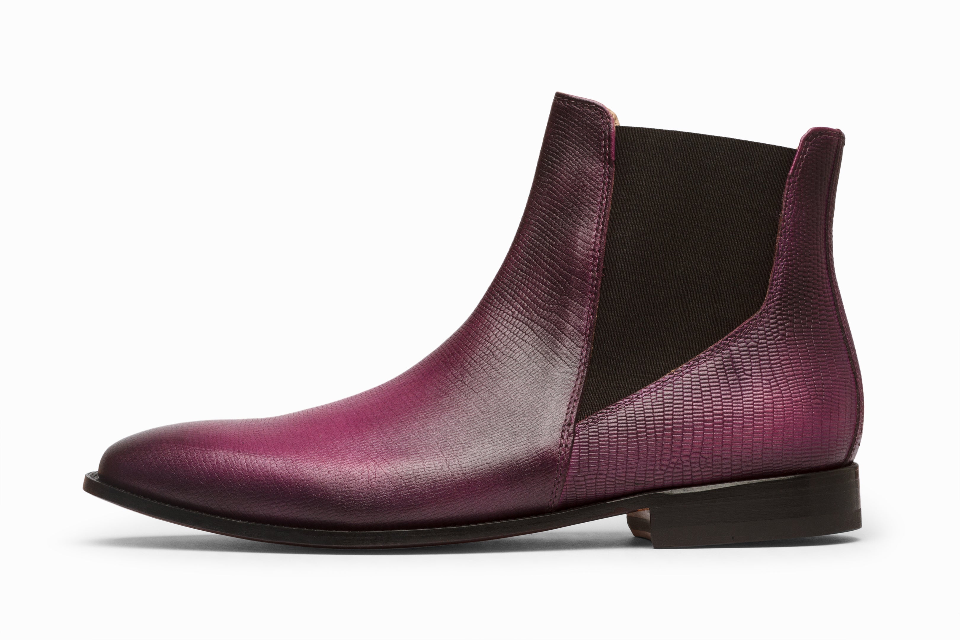 Lizard Print Chelsea Boots - Purple Patina