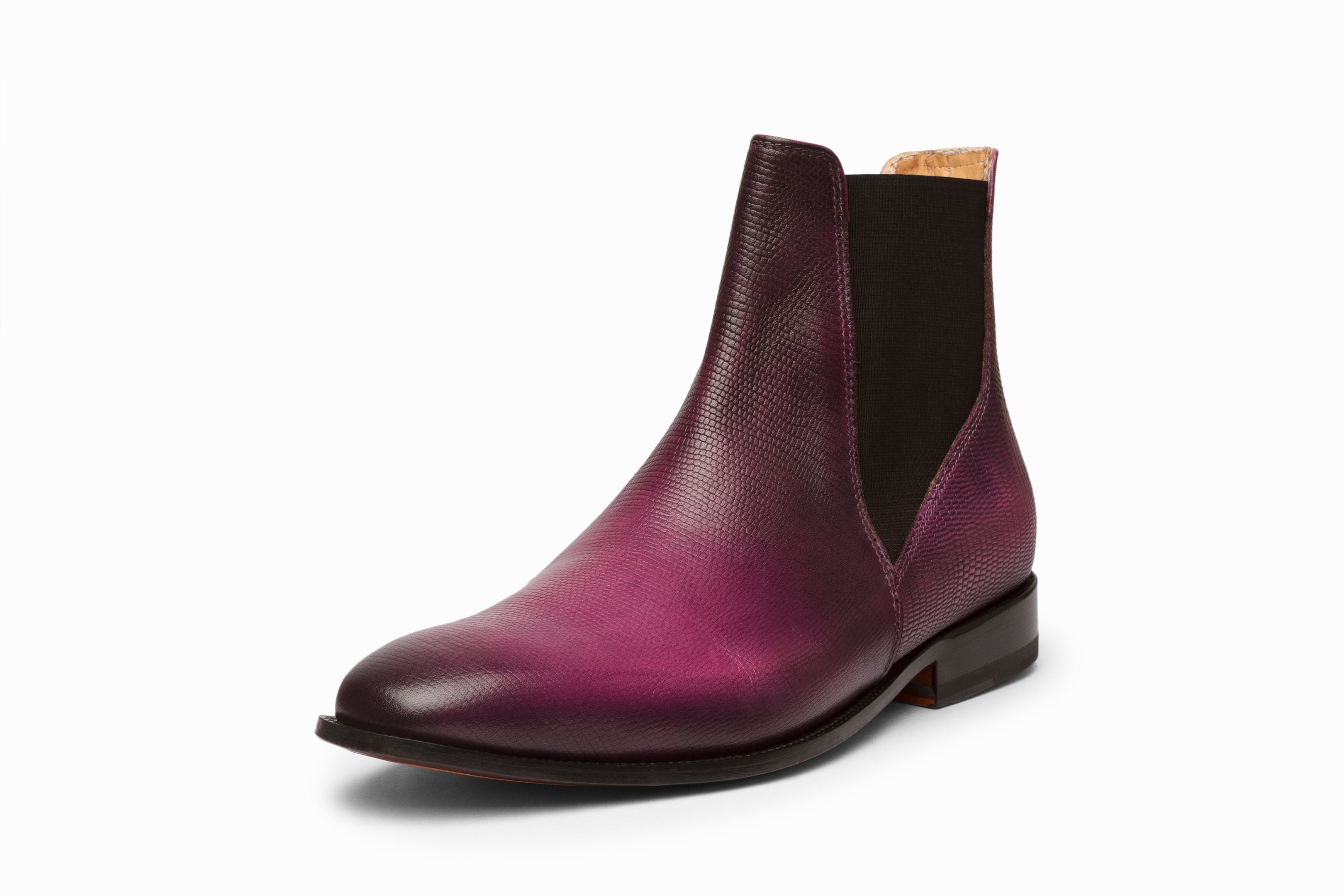 Lizard Print Chelsea Boots - Purple Patina