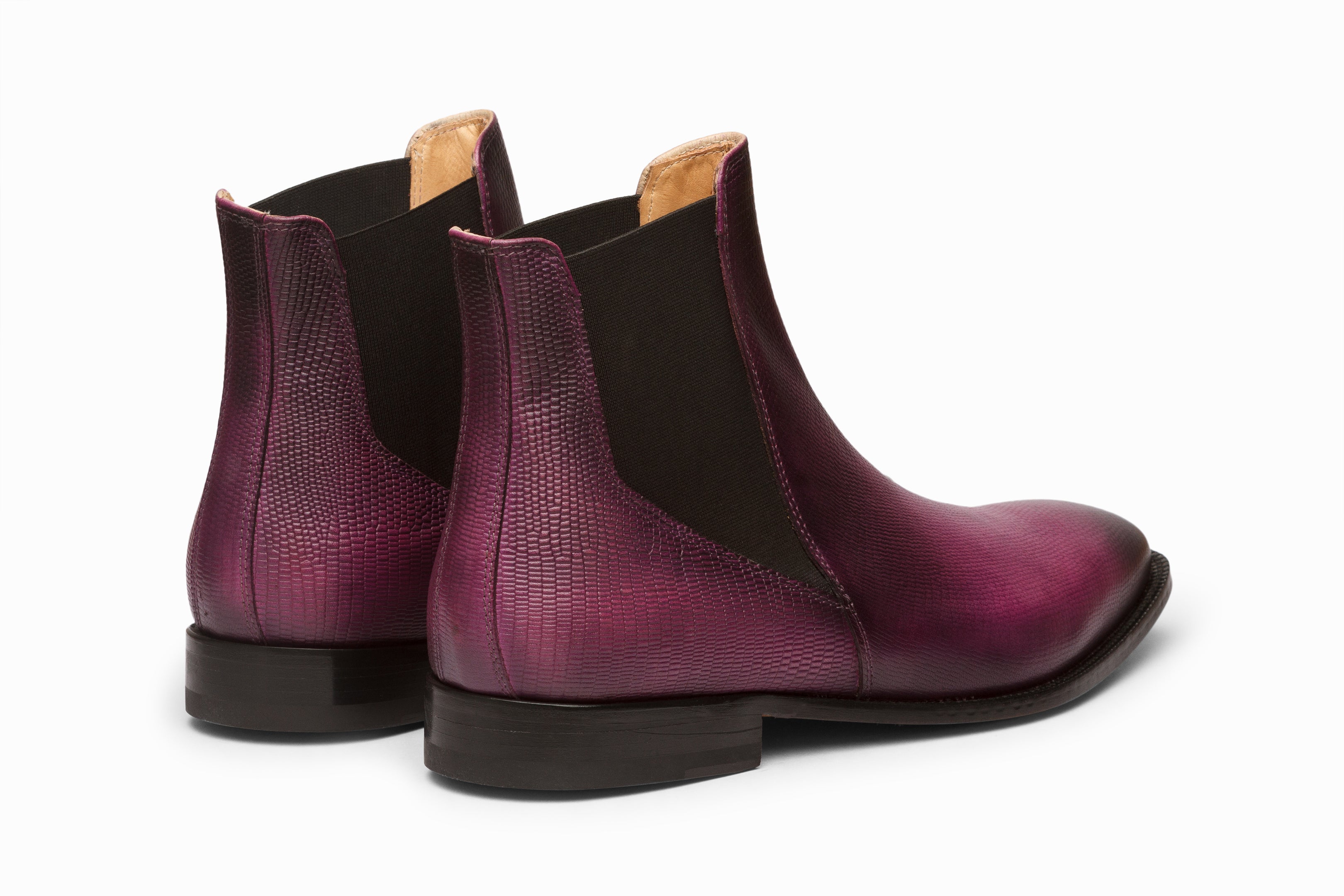 Lizard Print Chelsea Boots - Purple Patina