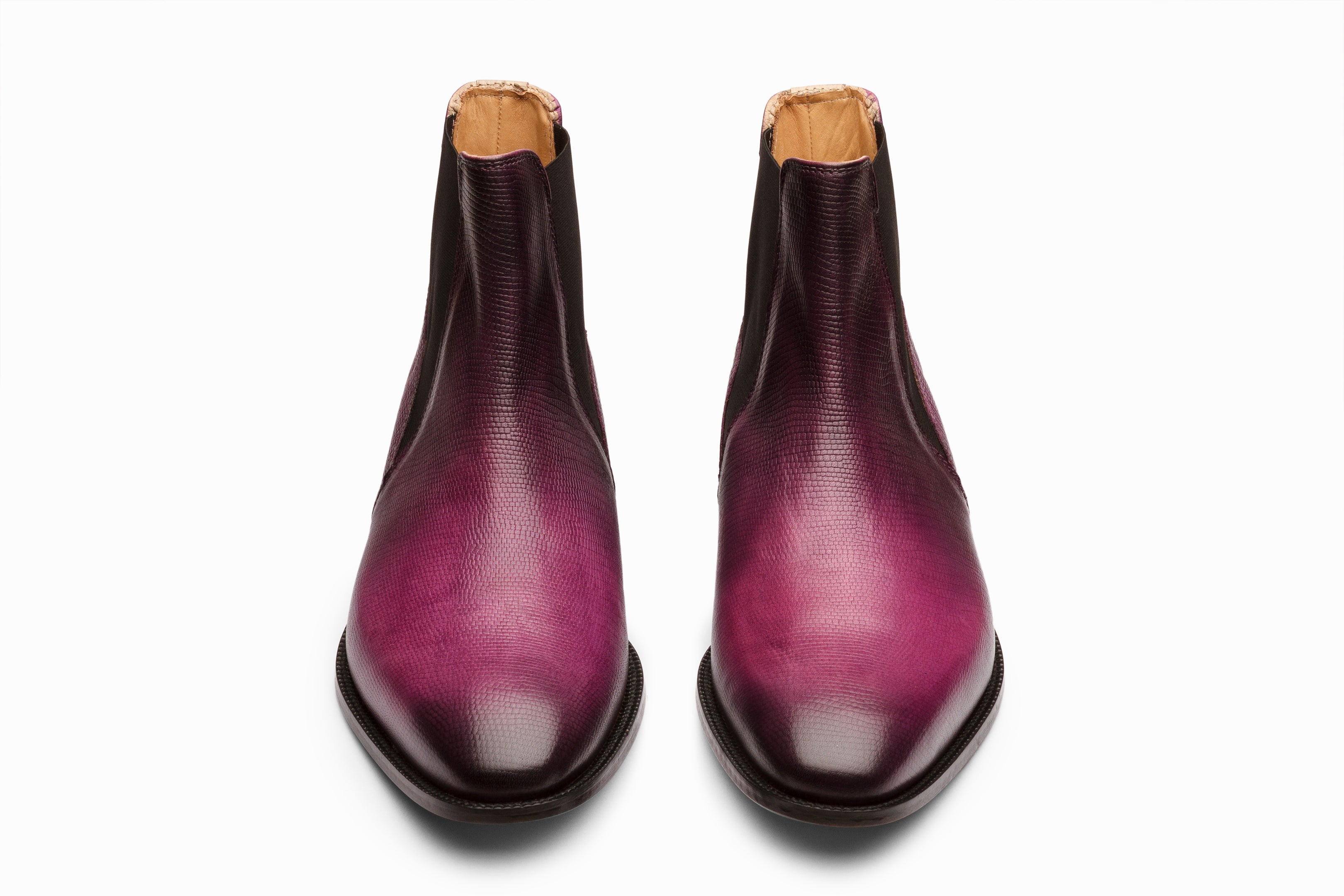 Lizard Print Chelsea Boots - Purple Patina