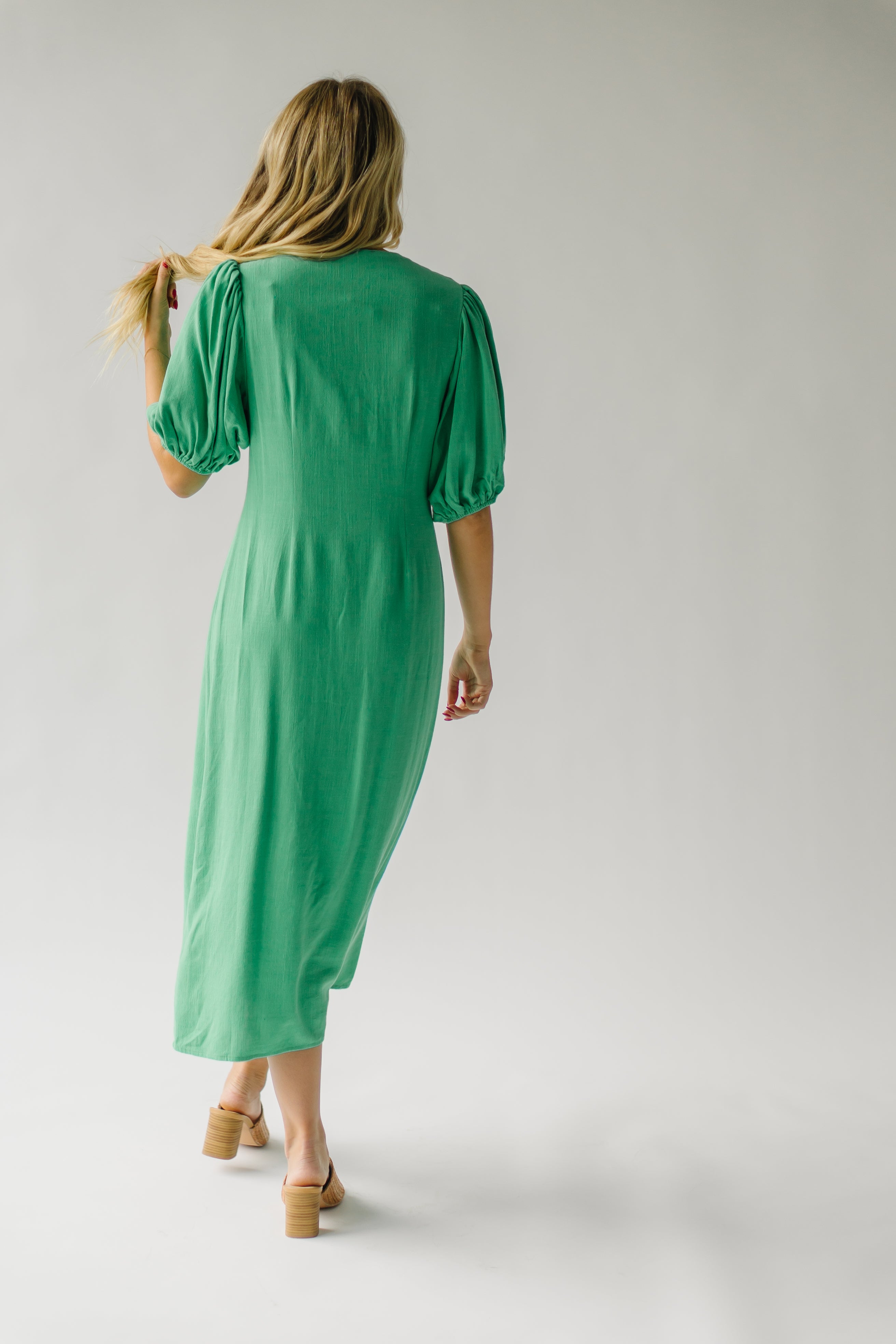 Lizton Midi Dress - Kelly Green - Knotted Detail