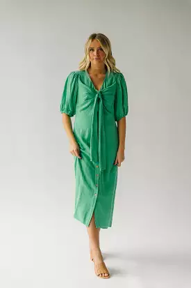 Lizton Midi Dress - Kelly Green - Knotted Detail