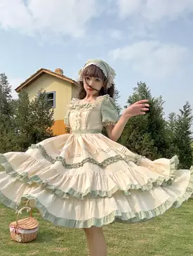 Lolita princess dress, short sleeve, pastoral style, BY1098