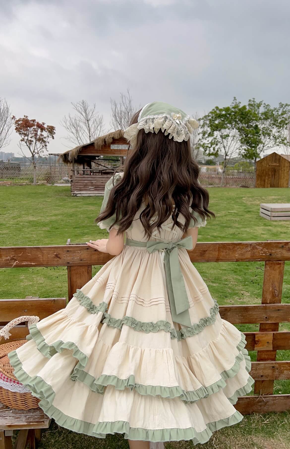 Lolita princess dress, short sleeve, pastoral style, BY1098