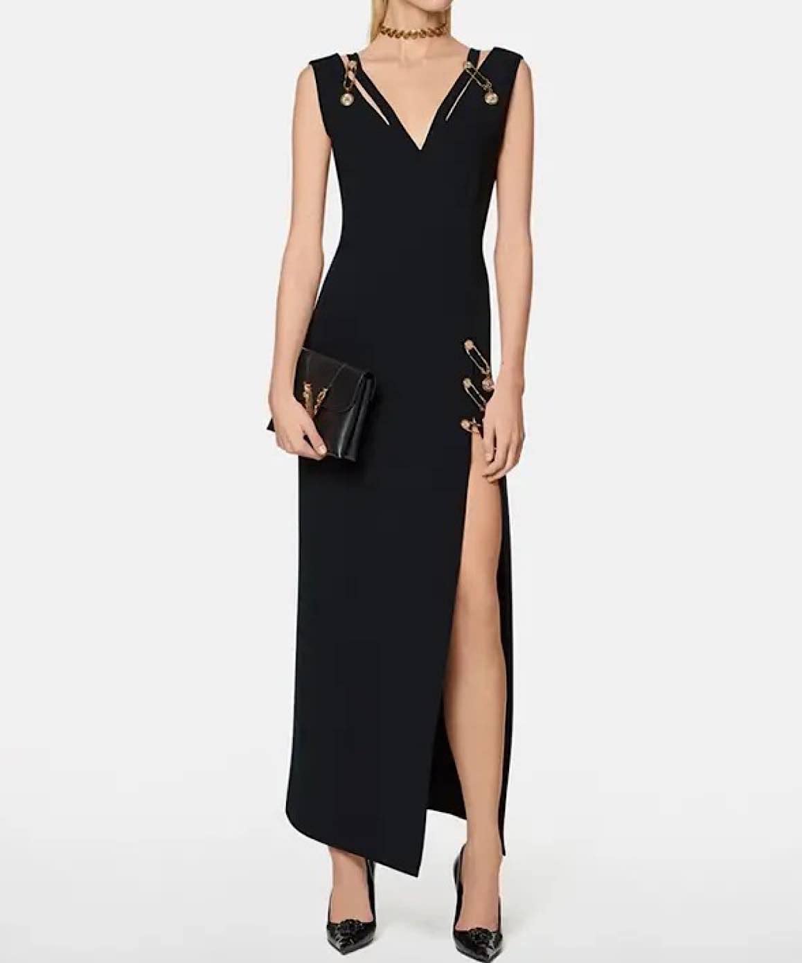 Long Black Bandage Dress with Cutout