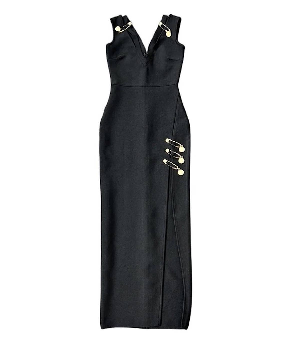 Long Black Bandage Dress with Cutout