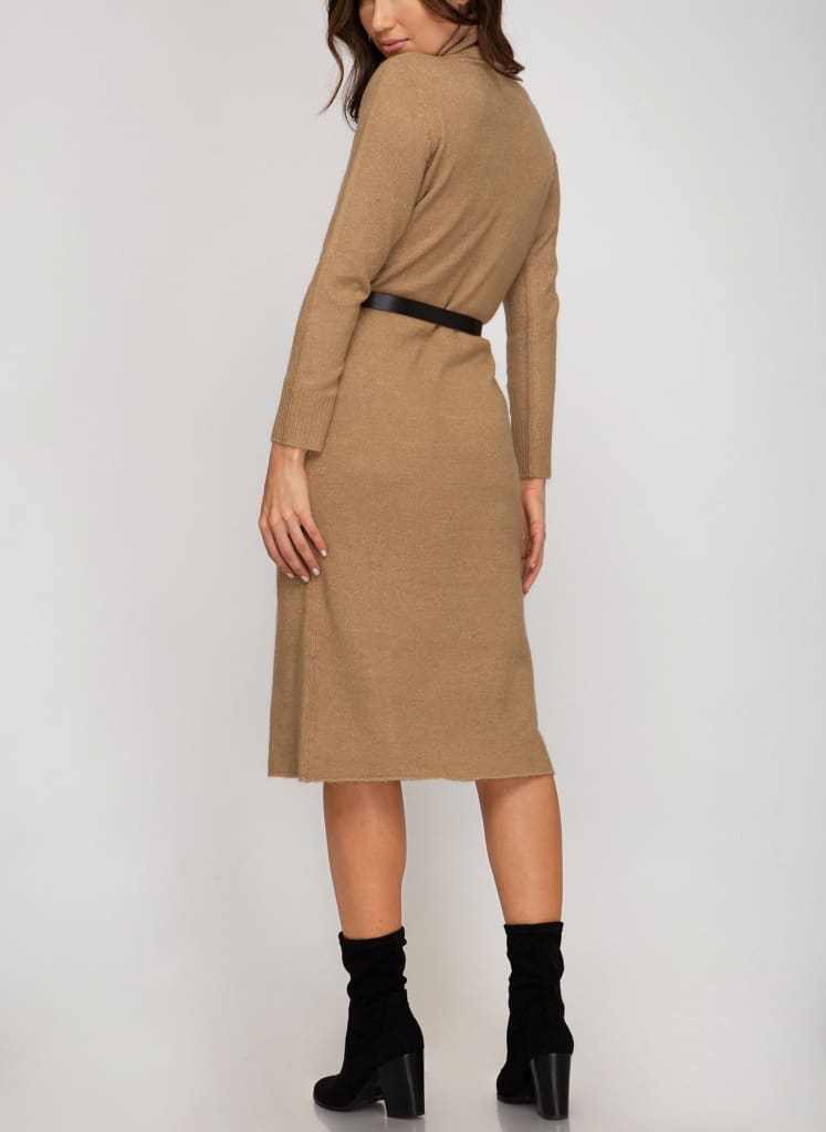 Long sleeve turtle neck sweater dress