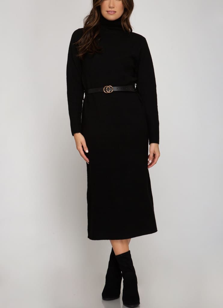 Long sleeve turtle neck sweater dress