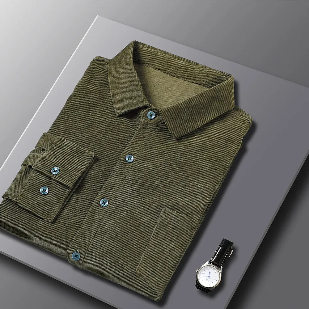 Luxury Solid Color Square Collar Long Sleeve Shirt for Men