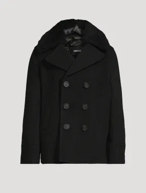 MACKAGE Camden Shearling-Trimmed Peacoat