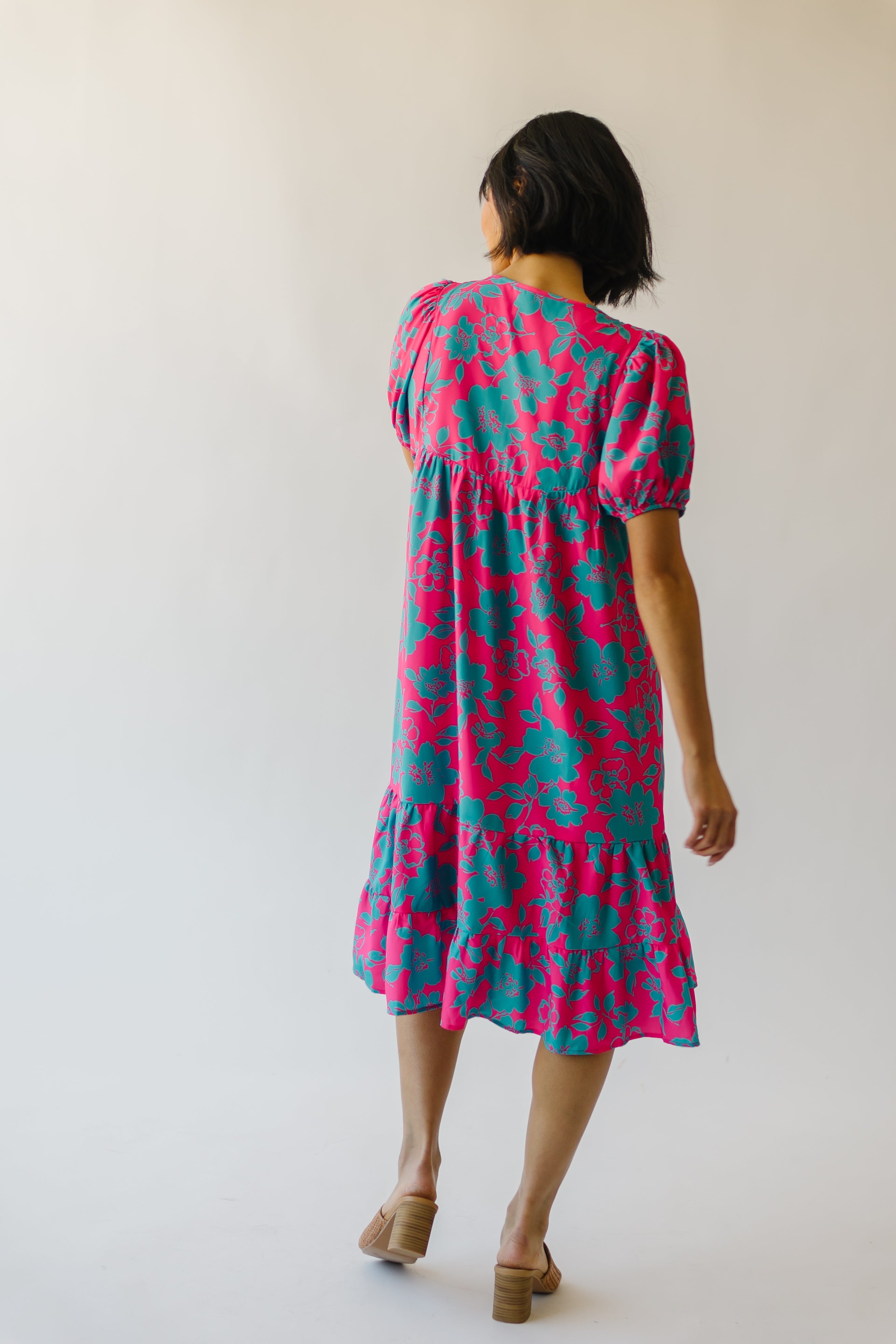 Magdalena Floral Dress Fuchsia Smocked Detail