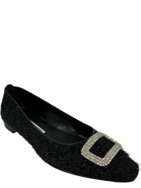 Manolo Blahnik Black Textured Flats Size 11.