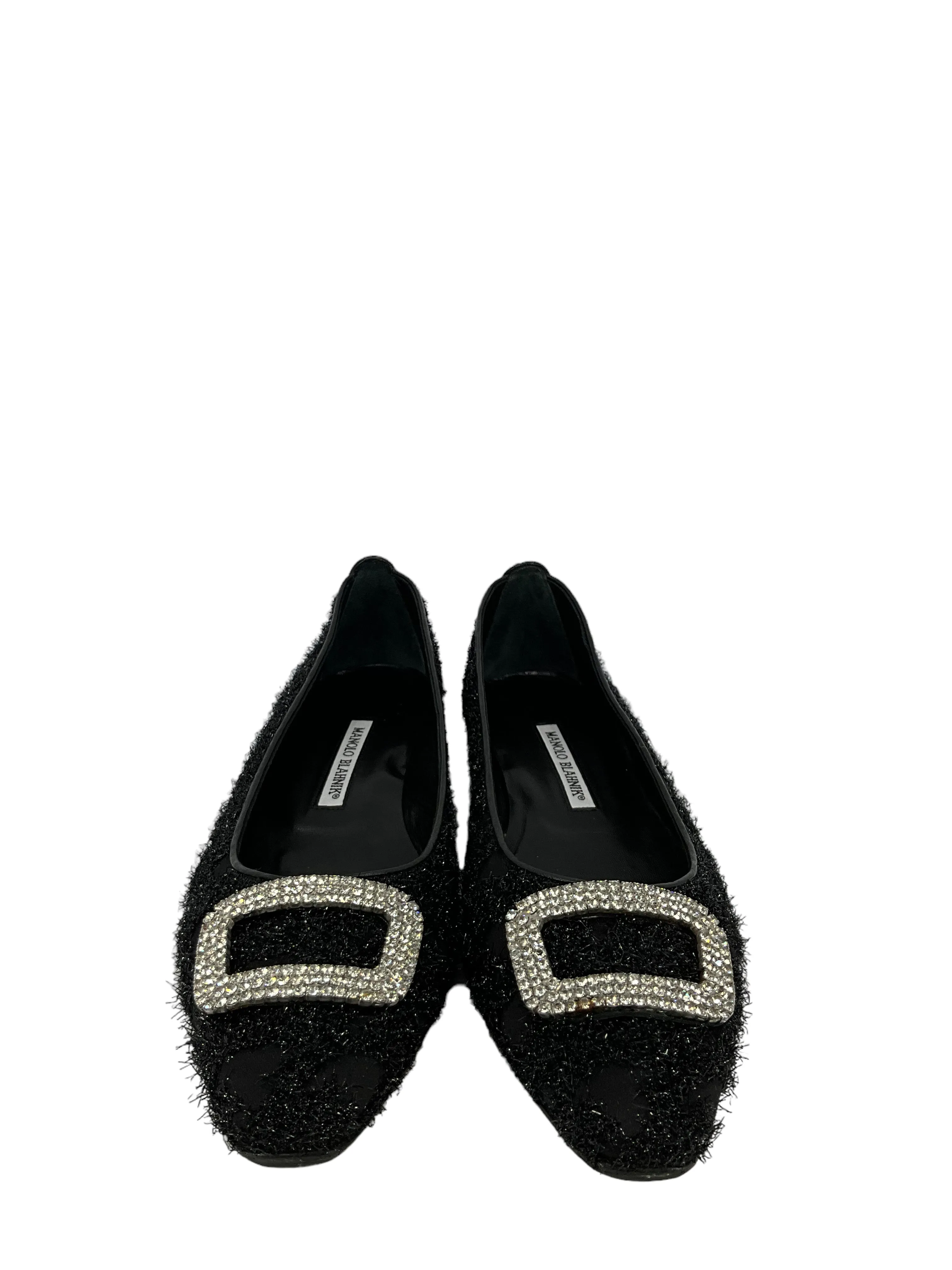 Manolo Blahnik Black Textured Flats Size 11.