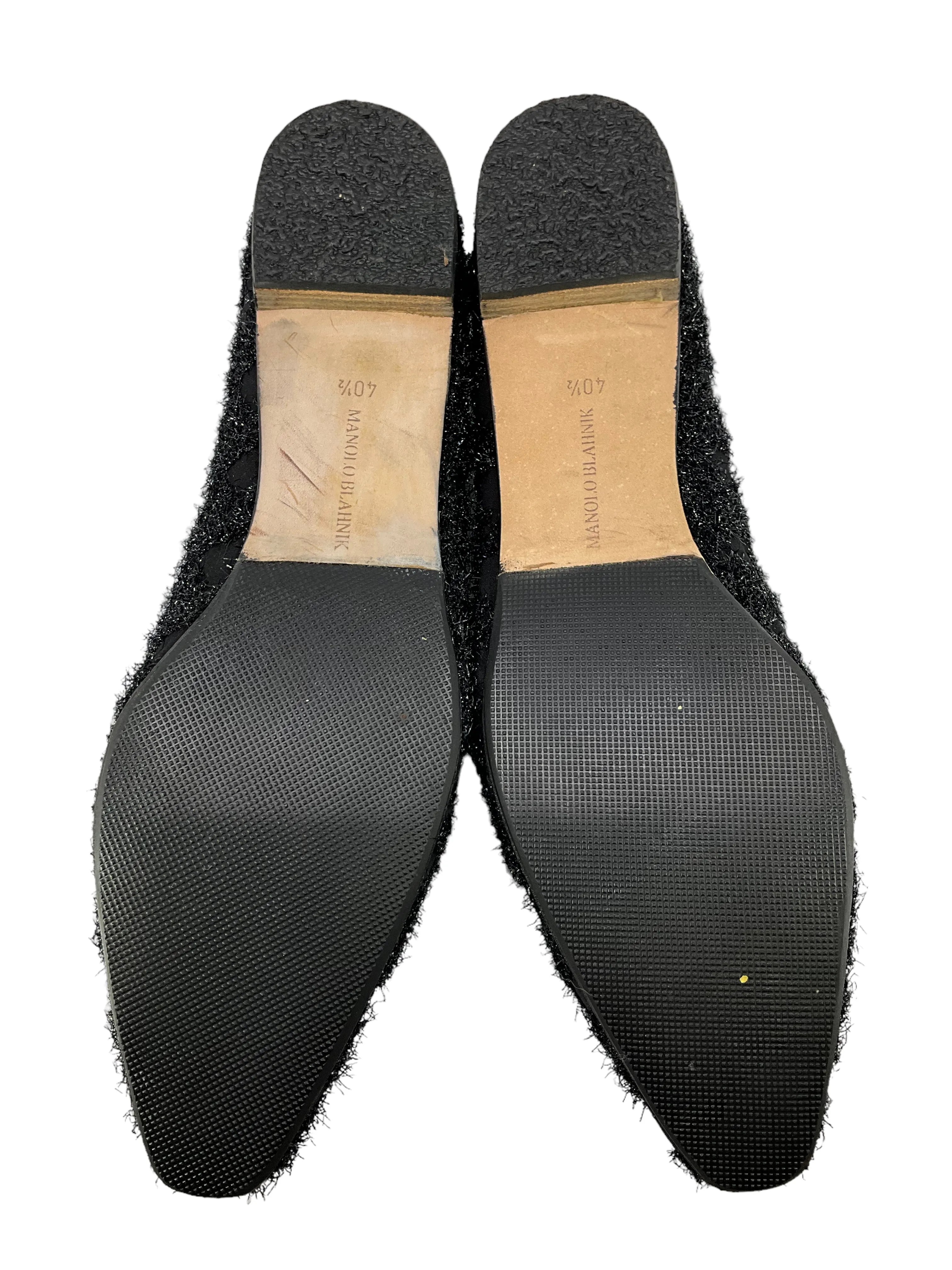 Manolo Blahnik Black Textured Flats Size 11.