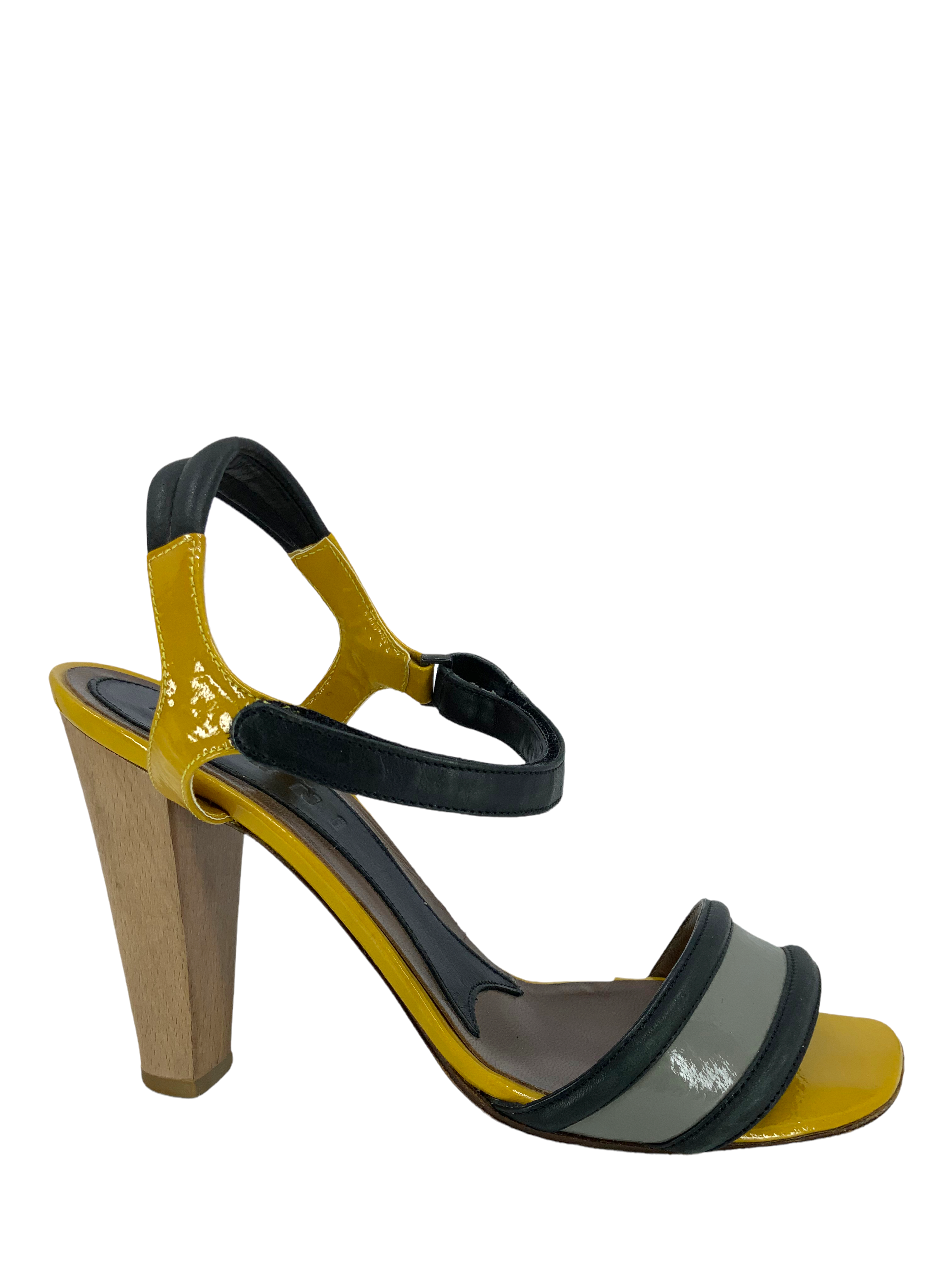 MARNI Patent Leather Velcro Sandals - Size 8