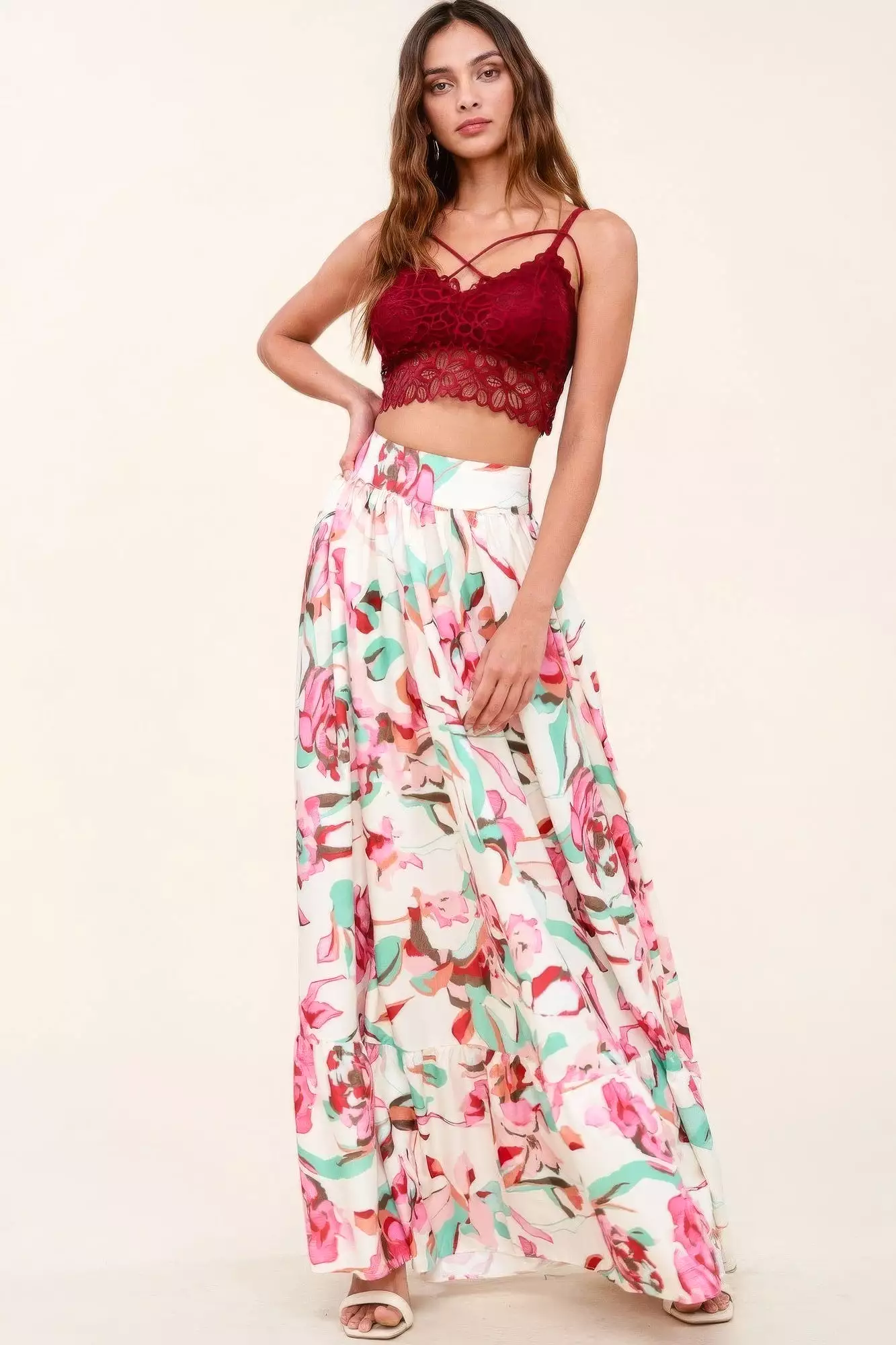 Maxi Skirt with Pockets, Printed Design