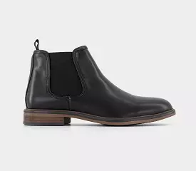 Mens Black Leather Smart Chelsea Boots - Office Brockhurst.