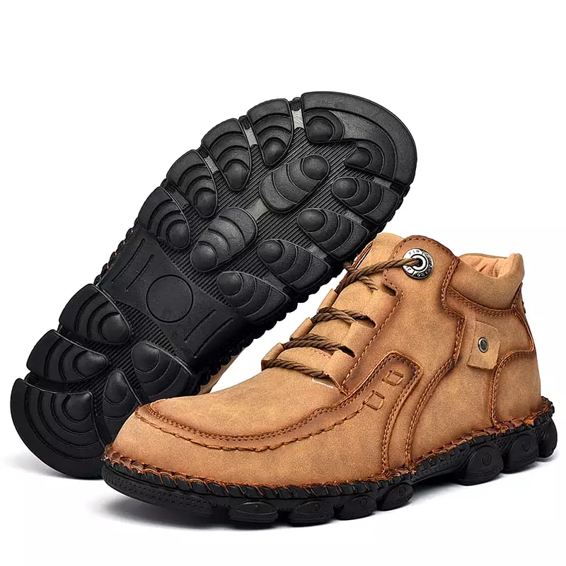 Men's Leather Snow Boots - Super Comfortable Winter Ankle Boots