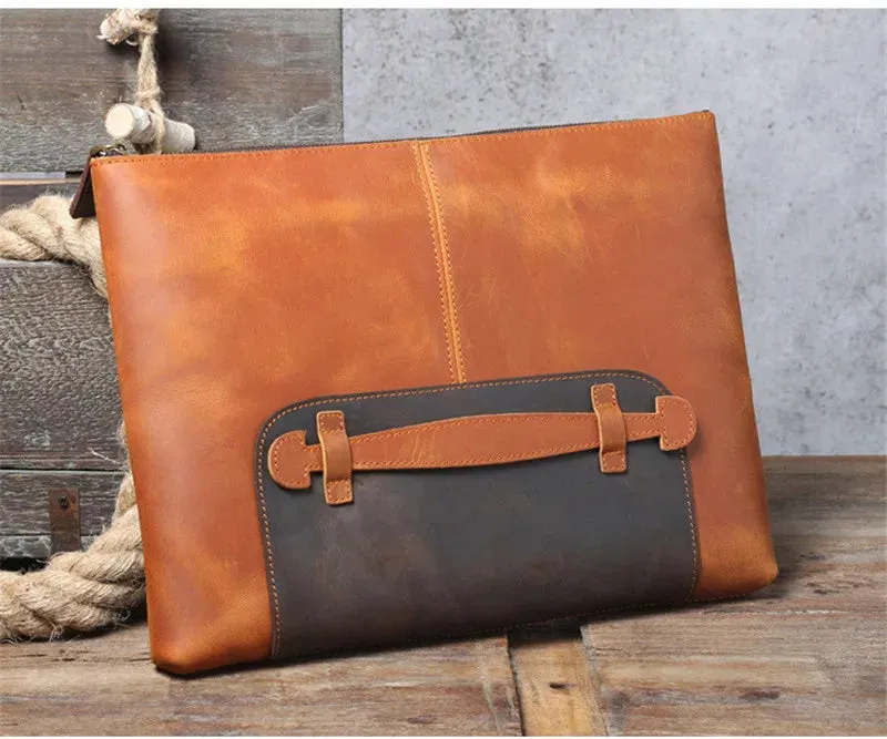 Large Capacity Leather Laptop Bag for Men with Retro Style