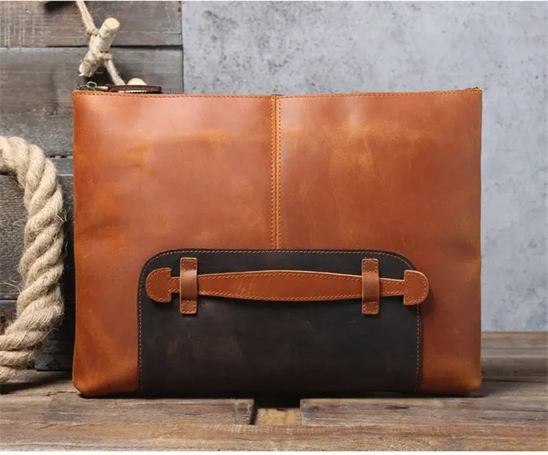 Large Capacity Leather Laptop Bag for Men with Retro Style