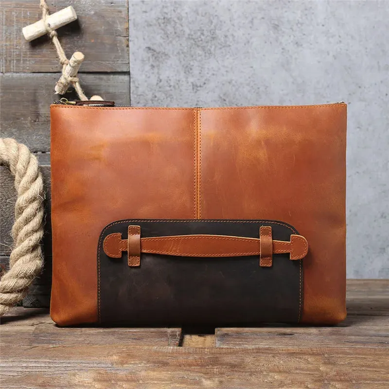 Large Capacity Leather Laptop Bag for Men with Retro Style