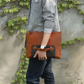 Large Capacity Leather Laptop Bag for Men with Retro Style